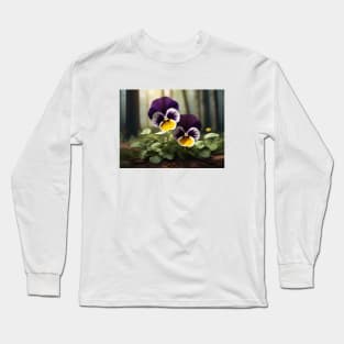 Pansy Abstract Floral Illustration Vintage Since Retro Long Sleeve T-Shirt